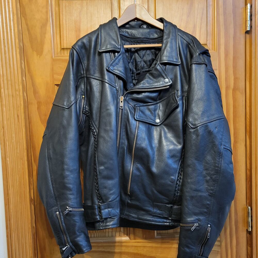 Pro-Rider genuine leather Sporty Scooter Jacket black  Men's  XL